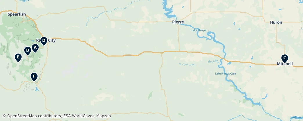 Map of Dakota del Sur