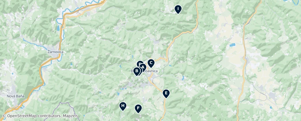 Map of Distrito de Banská Štiavnica