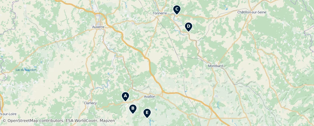Map of Distrito de Avallon
