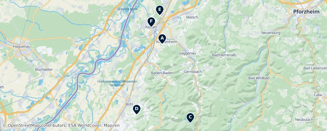 Map of Distrito de Rastatt