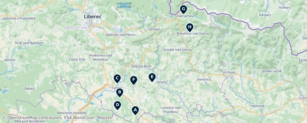 Map of Distrito de Semily
