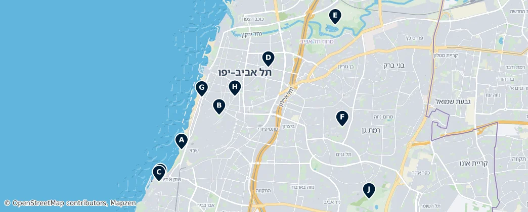 Map of Distrito de Tel Aviv