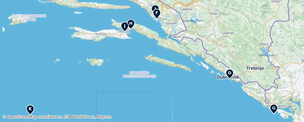 Map of Condado de Dubrovnik-Neretva