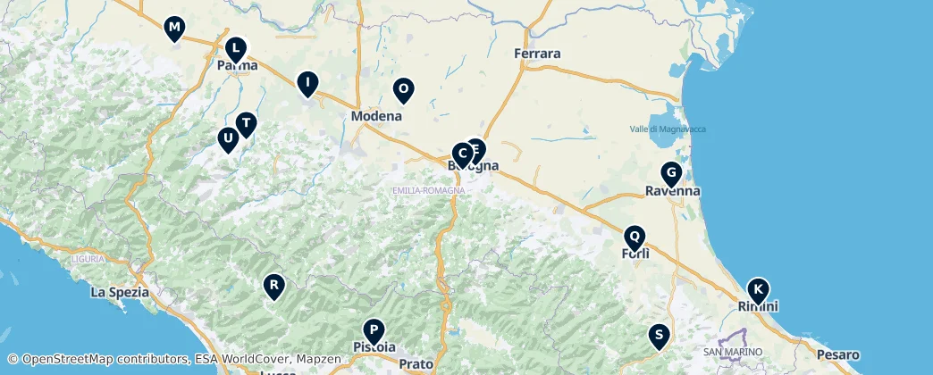 Map of Emilia-Romaña