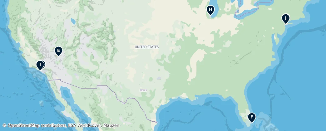 Map of Estados Unidos de América