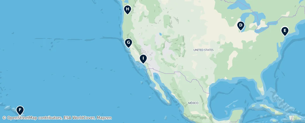 Map of Estados Unidos de América