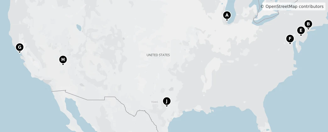 Map of Estados Unidos de América
