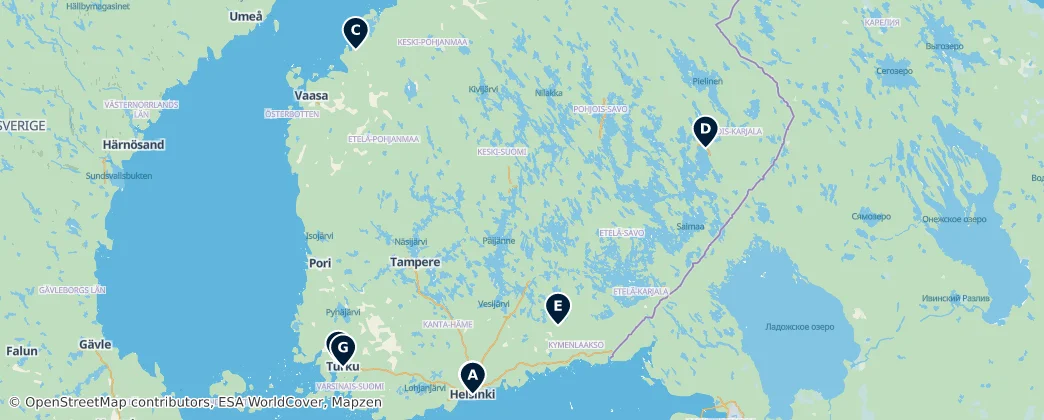 Map of Finlandia