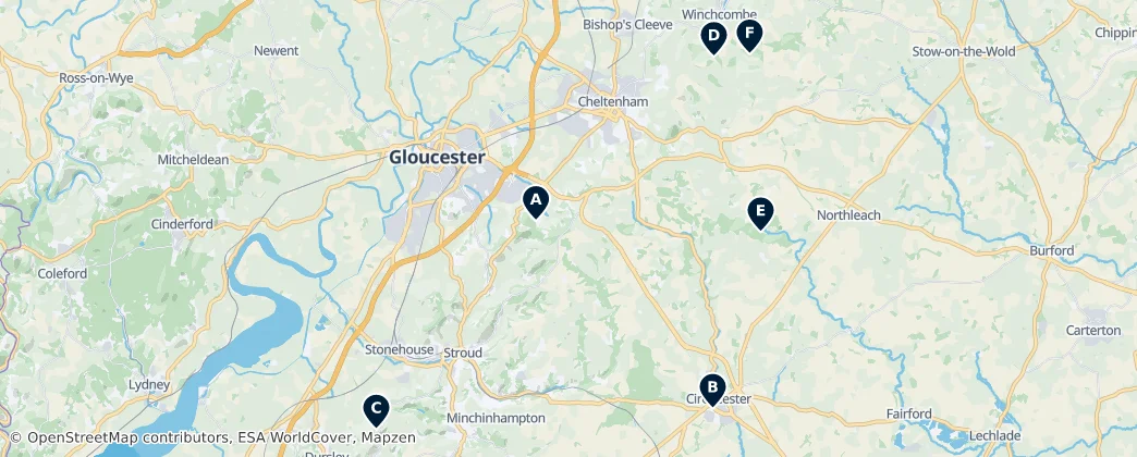 Map of Gloucestershire