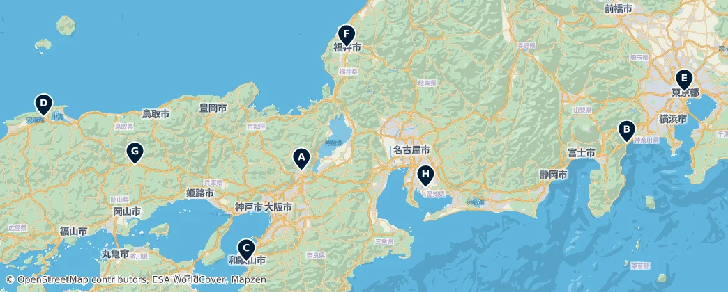 Map of Honshu