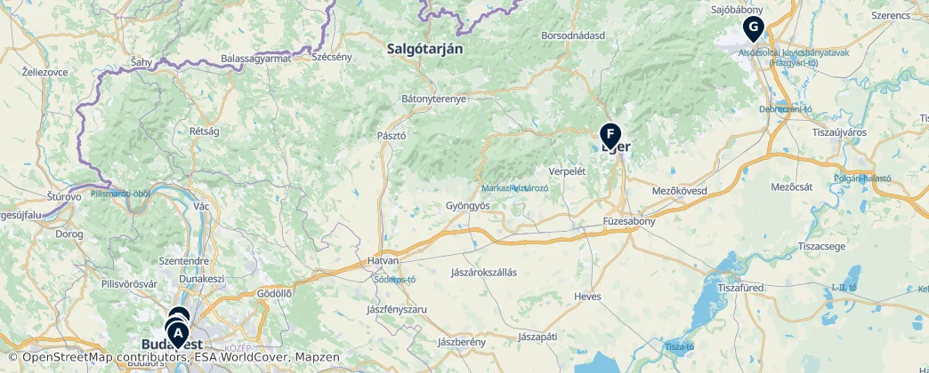 Map of Hungría