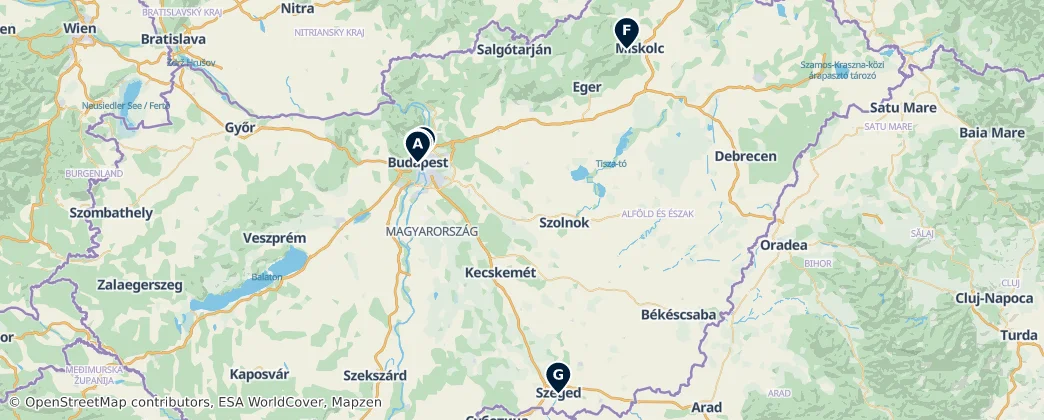 Map of Hungría