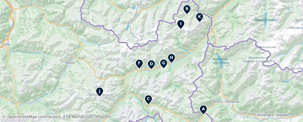 Map of Engiadina Bassa/Val Müstair Region