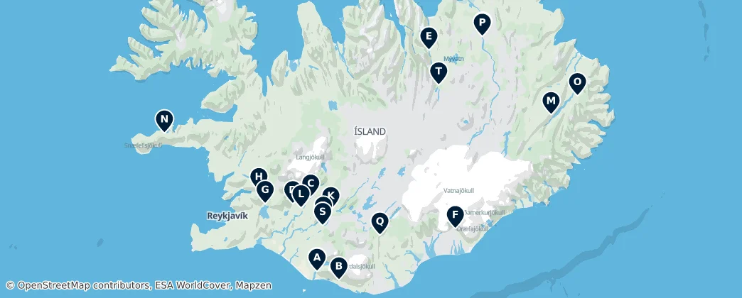 Map of Ísland