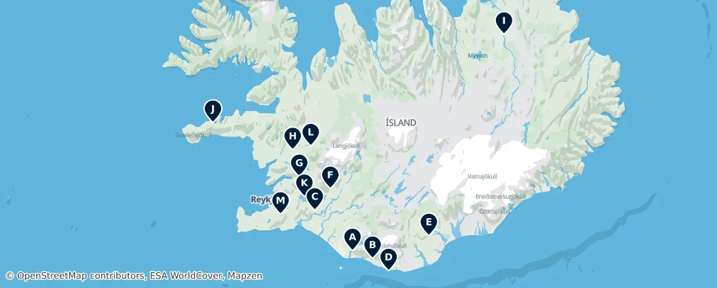 Map of Ísland