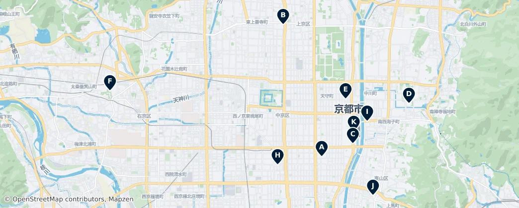 Map of Kamigyō-ku
