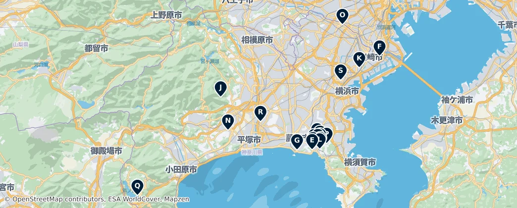 Map of Prefectura de Kanagawa
