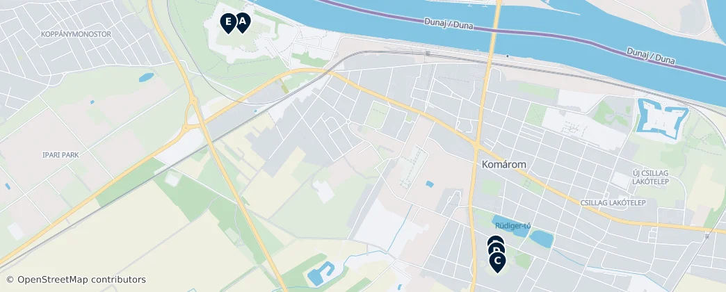 Map of Komárom