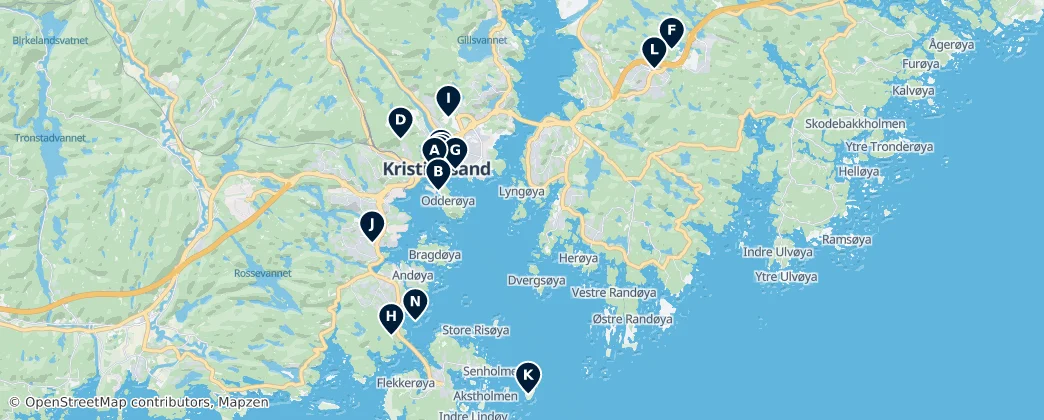 Map of Kristiansand