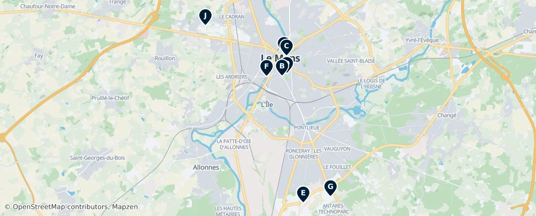 Map of Distrito de Le Mans