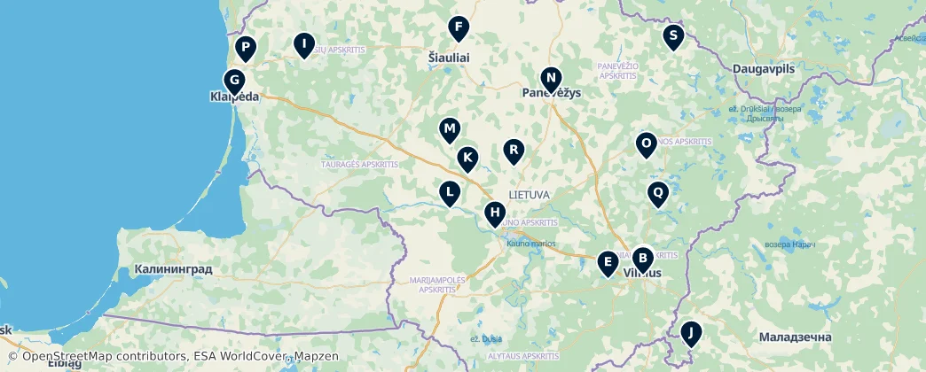 Map of Lithuania (land mass)