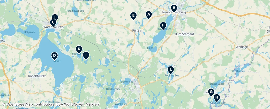 Map of Meseta de lagos de Mecklemburgo