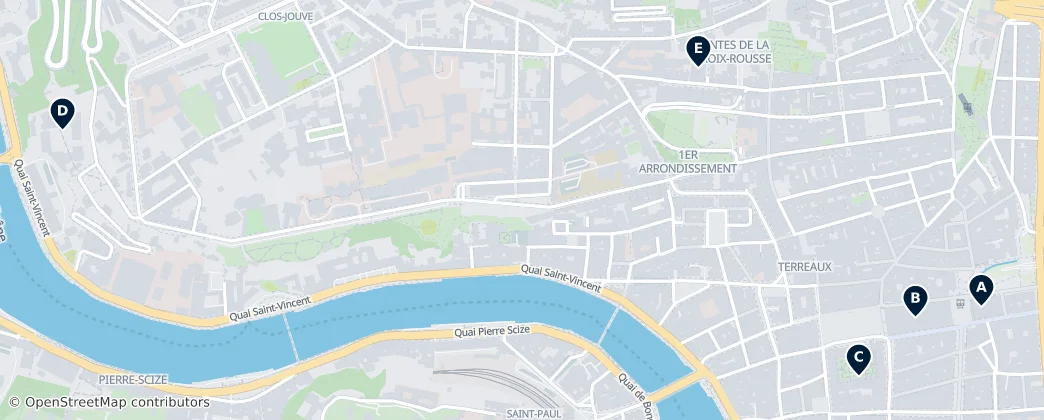 Map of 1st arrondissement of Lyon