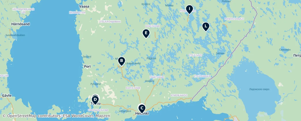 Map of Mainland Finland