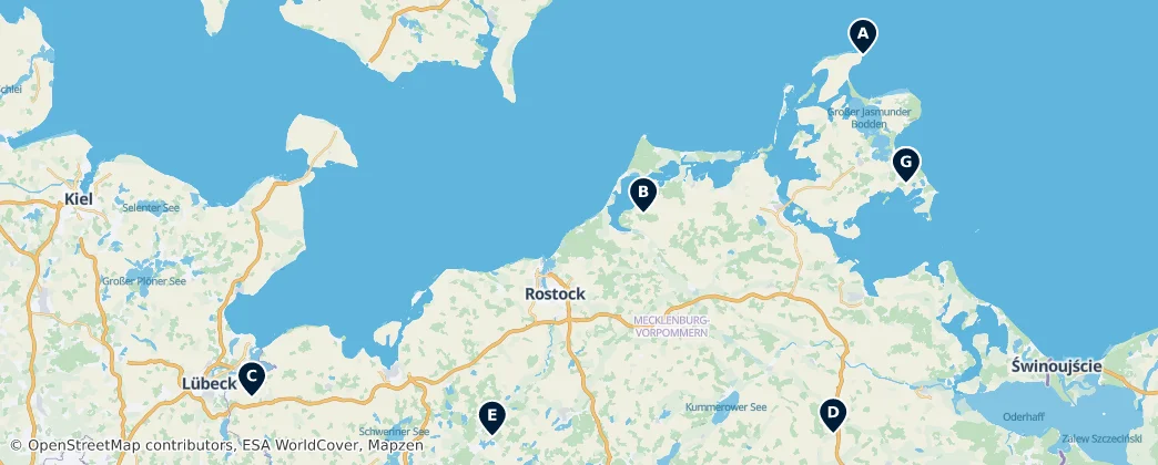 Map of Mecklemburgo-Pomerania Occidental