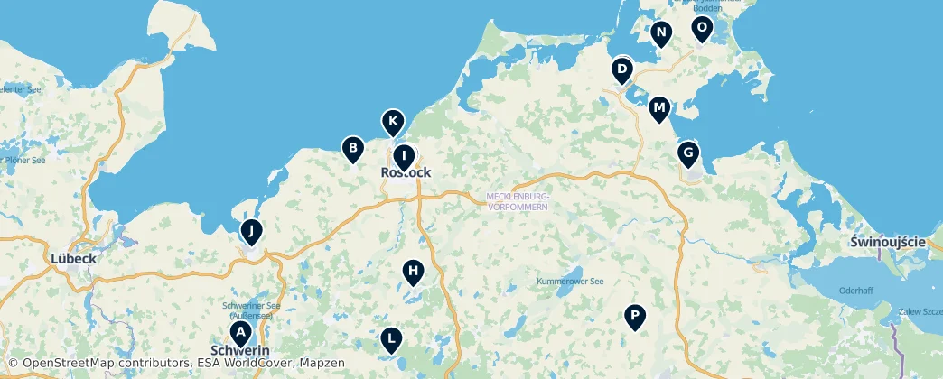 Map of Mecklemburgo-Pomerania Occidental