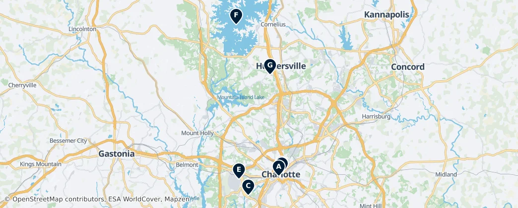 Map of Condado de Mecklenburg