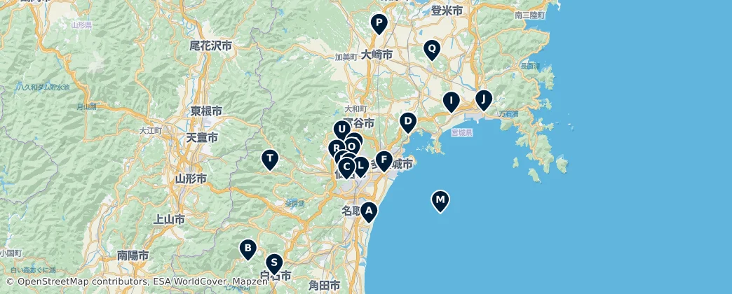 Map of Prefectura de Miyagi