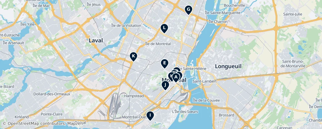Map of Aglomeración de Montreal
