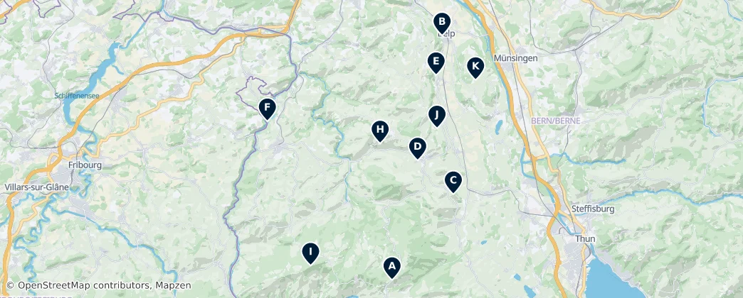 Map of Gantrisch Nature Park