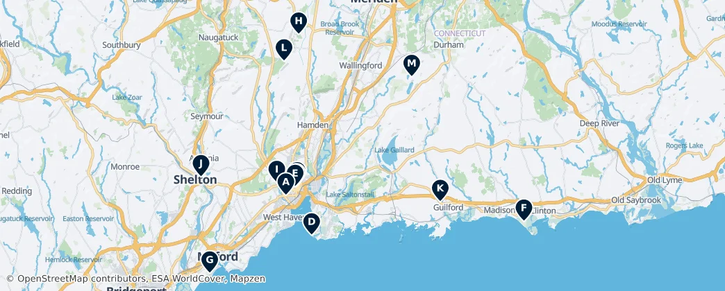 Map of Condado de New Haven