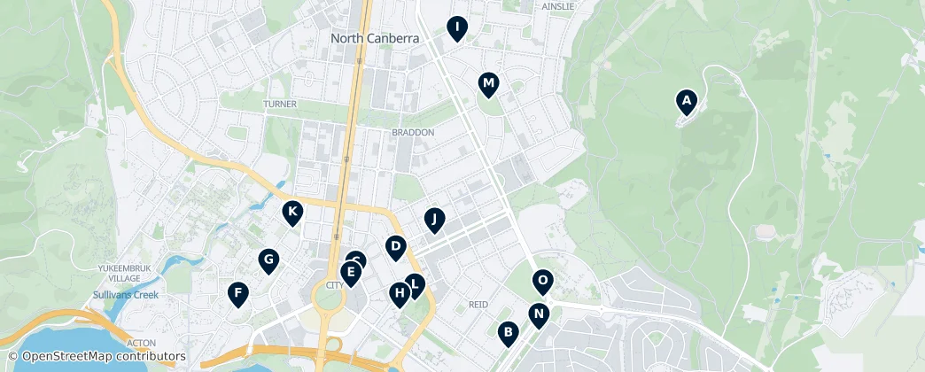 Map of North Canberra