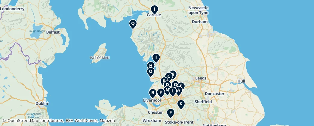 Map of Región del Noroeste de Inglaterra