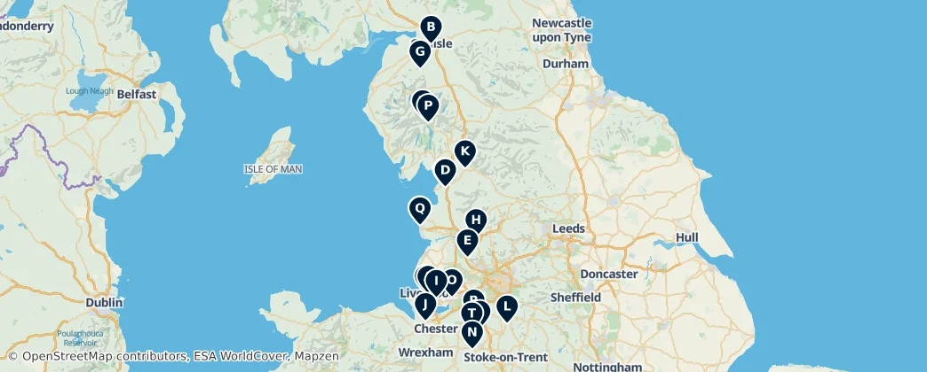 Map of Región del Noroeste de Inglaterra
