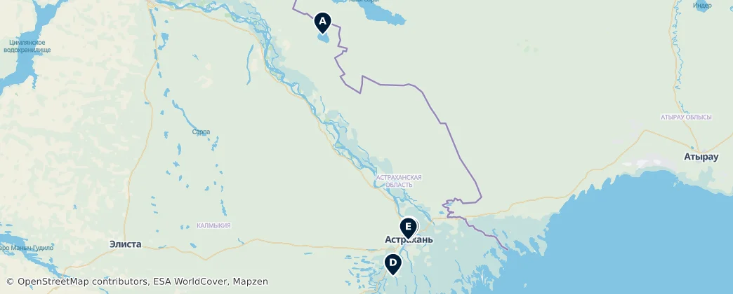 Map of Óblast de Astracán