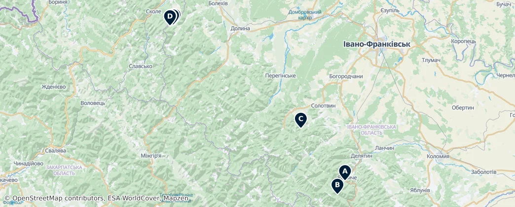 Map of Óblast de Ivano-Frankivsk