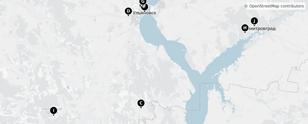 Map of Óblast de Uliánovsk