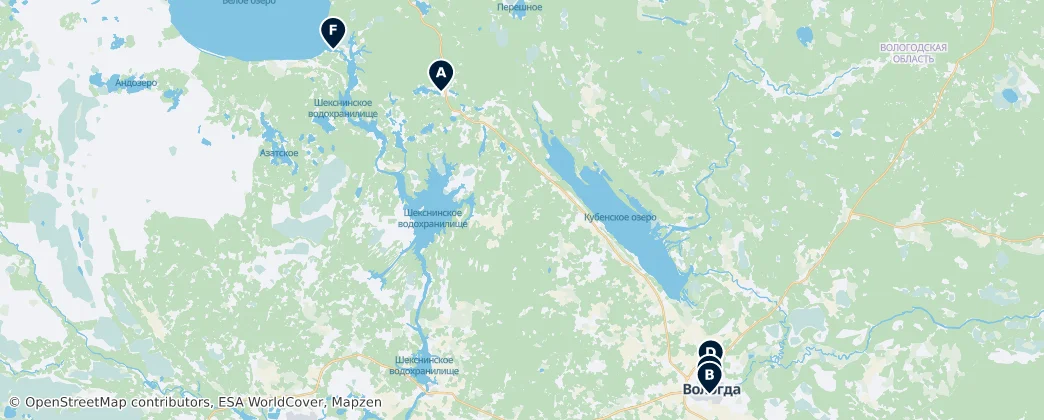 Map of Óblast de Vólogda