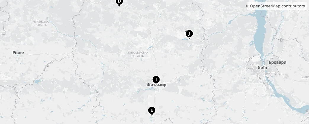 Map of Óblast de Zhytomyr