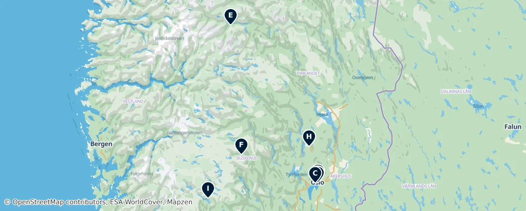 Map of Austlandet
