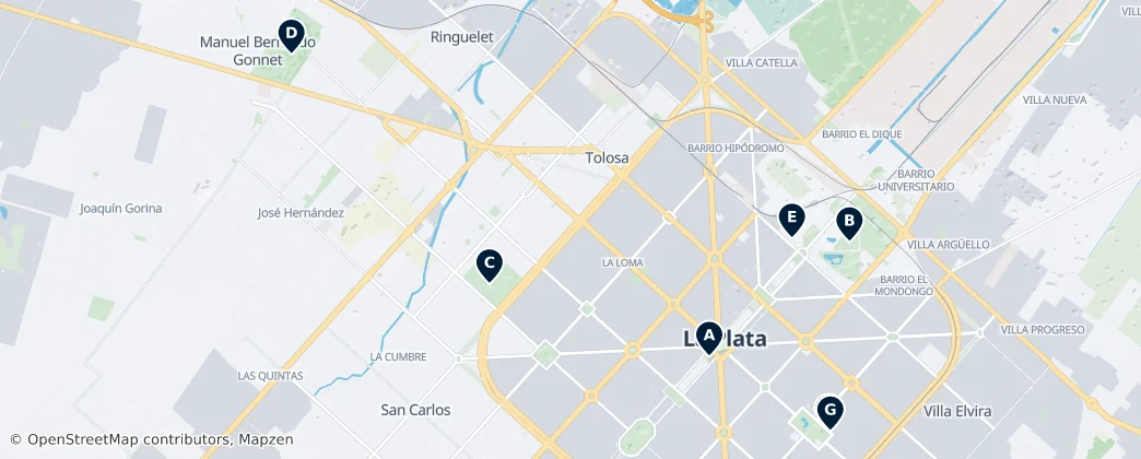 Map of Partido de La Plata