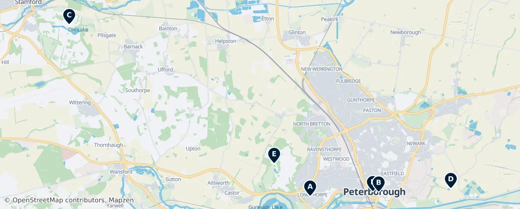 Map of Peterborough