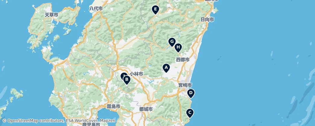 Map of Prefectura de Miyazaki