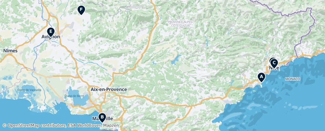 Map of Provenza-Alpes-Costa Azul