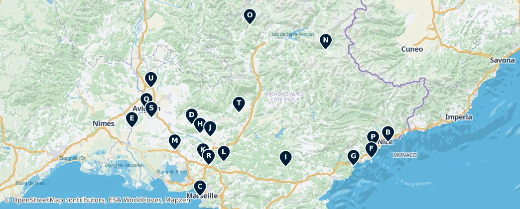 Map of Provenza-Alpes-Costa Azul