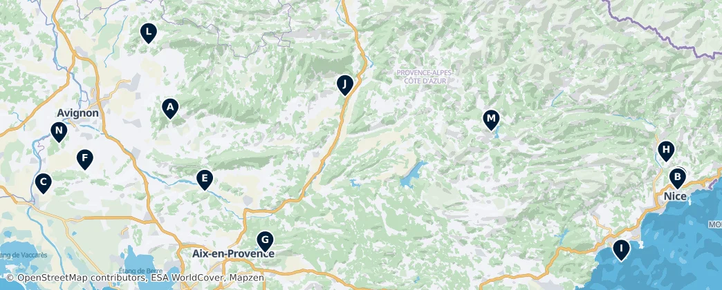 Map of Provenza-Alpes-Costa Azul